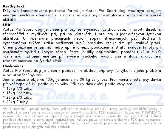Aptus® Pro Sport Dog pasta 100g - Léky na dosah
